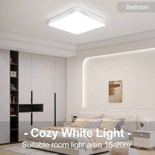 Taoellen 48W Square Ceiling Light, 4320LM Energy Saving Flush Mount Ceiling Light, Square Double Silver Ceiling Lamp for Bedroom, Cloakroom, Kitchen, Balcony - Image 7