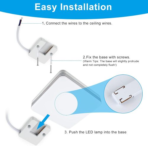 Taoellen Bathroom Ceiling Light,Double Silver Edge Square Ceiling Light,3240lm 36W Cold White LED Ceiling Light, Energy Saving Light for Bedroom, Corridors, Kitchen, Study Room, Living Room, Office - Image 7