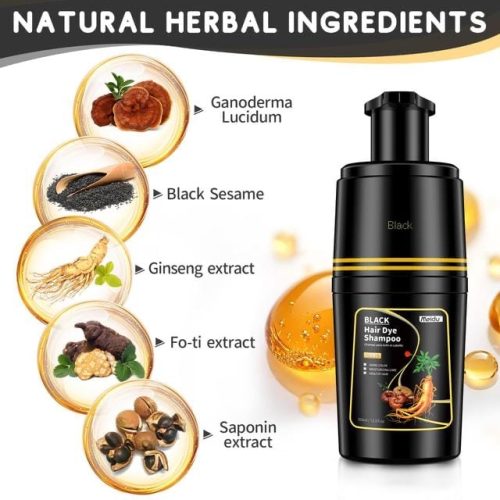 Black Hair Dye Shampoo for Grey Hair, Semi-Permanent, 350ml x 2 - Unisex, Long-Lasting Colour - Image 2