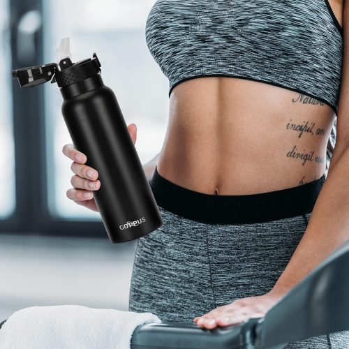 GOPPUS 750ml/24oz Insulated Water Bottles with Straw 0.75 Litre Metal Bottles Steel Thermal Flask Stainless Steel Gym Bottle Double Walled Drinks Bottle Leakproof Hot/Cold Water Flask BPA Free - Image 6
