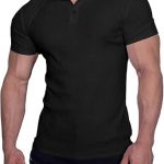 Muscle Cmdr Men's Slim Fit Muscle Polo Shirts Short Sleeve Stretch Quick Dry Tee Casual Golf Athletic T-Shirts (Black)