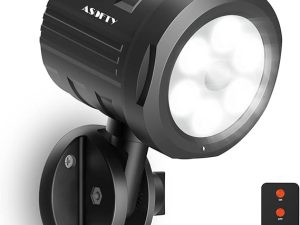 Security Lights Outdoor Motion Sensor, ASOFTY 6 LED 1000 Lumen PIR Wireless Spotlights with Remote Control, IP65 Waterproof 6000K Motion Flood Light for Garage Yard Porch and Patio