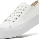 Maxvinci Women's Fashion Sneakers PU Leather Trainers Unisex Ladies Lace-Up Casual Tennis Shoes for Men (White 256)