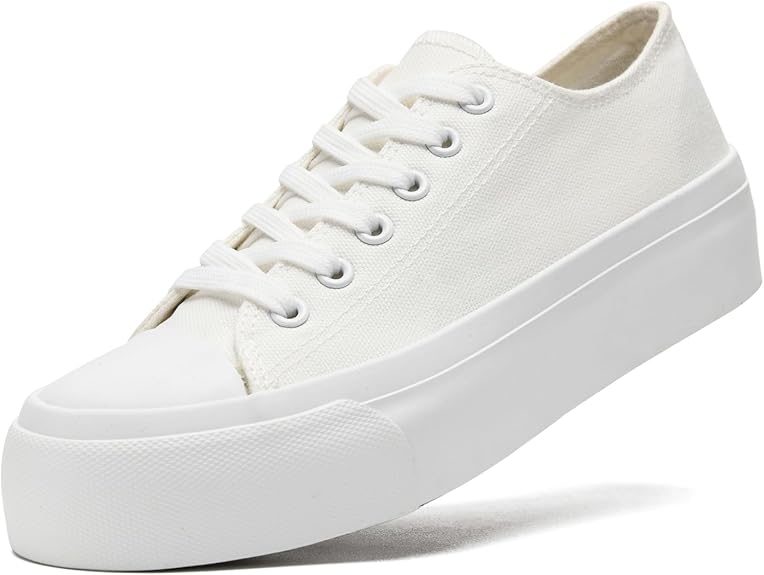 Maxvinci Women's Fashion Sneakers PU Leather Trainers Unisex Ladies Lace-Up Casual Tennis Shoes for Men (White 256)