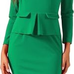 Allegra K Women's Green Peplum Bodycon Pencil Dress - Office Sheath