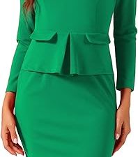 Allegra K Women's Green Peplum Bodycon Pencil Dress - Office Sheath