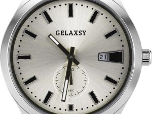 GELAXSY Men's 41mm Quartz Watches with Analogue Display Date Window and Leather Strap Water Resistant Wrist Watches for Men (Gray Silver)