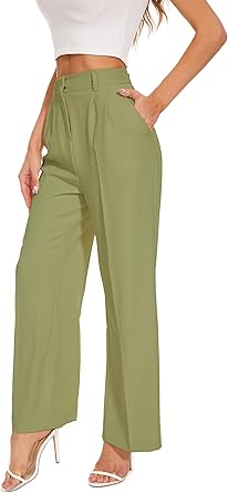 Women's Wide Leg High Waist Business Trousers - Spring/Summer Style