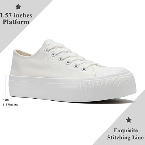 Maxvinci Women's Fashion Sneakers PU Leather Trainers Unisex Ladies Lace-Up Casual Tennis Shoes for Men (White 256) - Image 3