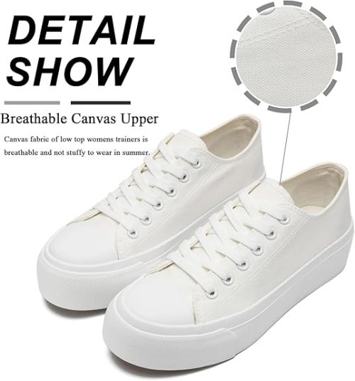 Maxvinci Women's Fashion Sneakers PU Leather Trainers Unisex Ladies Lace-Up Casual Tennis Shoes for Men (White 256) - Image 4