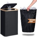 Efluky Deposit Bottle Collector Bins with Lid, 100L Deposit Recycling Bottle Bins with 2 Carrying Bags, Storage Empty Bottle Collector for Home - Black