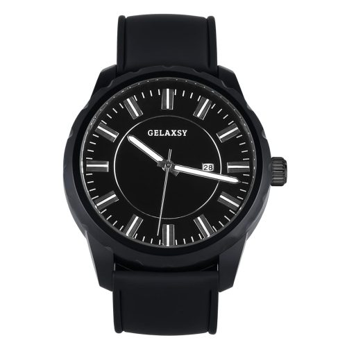 GELAXSY Mens Watches 48mm Large Face Quartz Watches with Analogue Display Date Window and Rubber Strap Wrist Watches for Men Water Resistant Watches for Men - Black