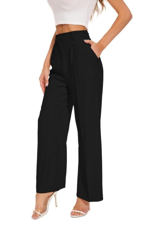 Women's Wide Leg High Waist Business Trousers - Elegant Spring/Summer Suit Pants - Image 2
