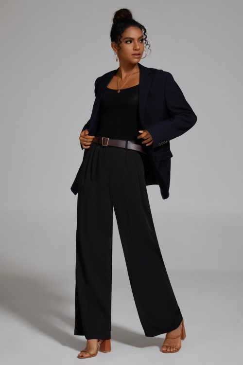 Women's Wide Leg High Waist Business Trousers - Elegant Spring/Summer Suit Pants - Image 3