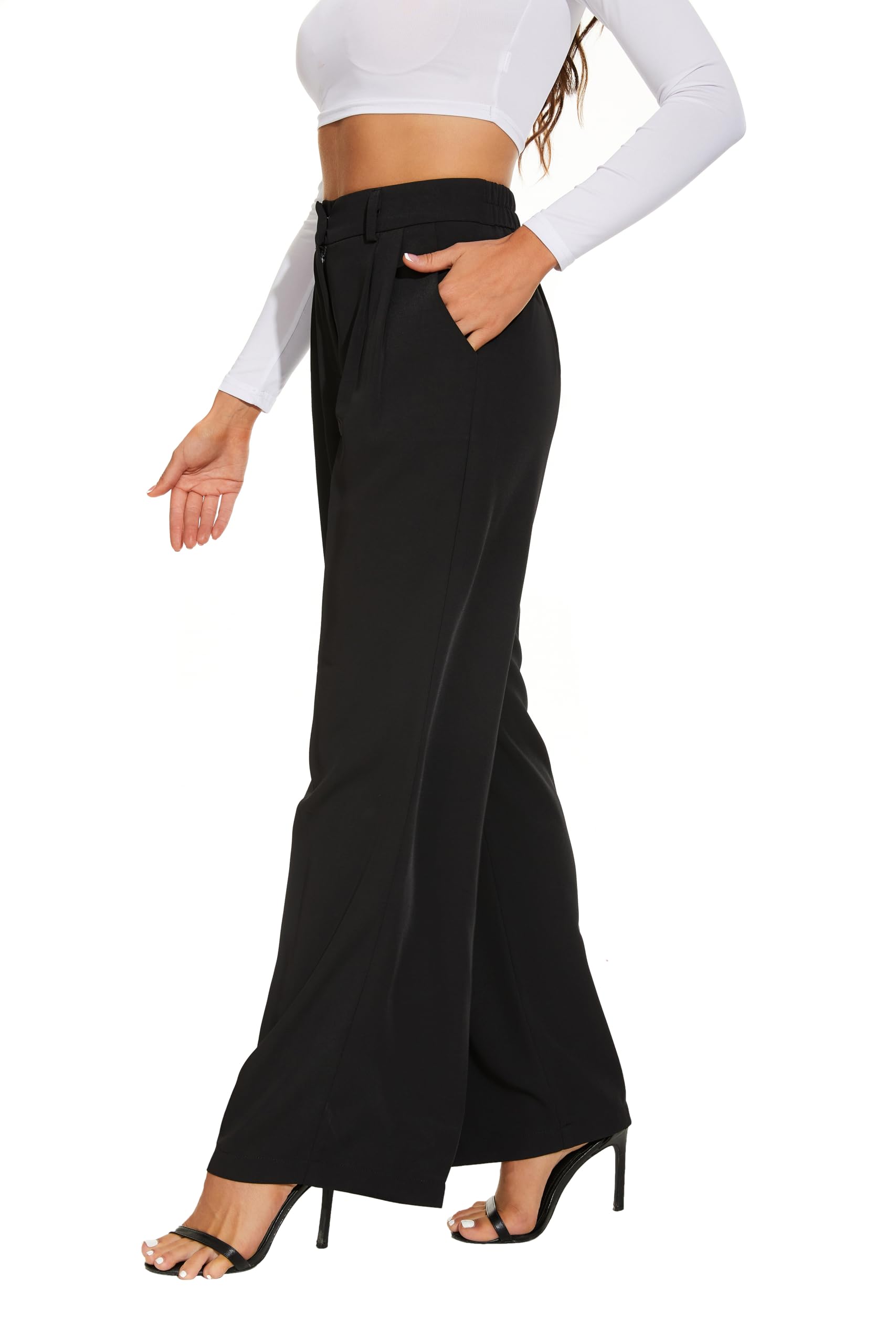 Women's Wide Leg High Waist Business Trousers - Elegant Spring/Summer Suit Pants