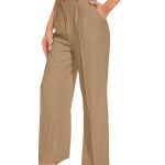 Women's Wide Leg High Waist Business Trousers - FUNYYZO Elastic Back Long Suit Pants