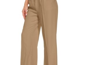 Women's Wide Leg High Waist Business Trousers - FUNYYZO Elastic Back Long Suit Pants