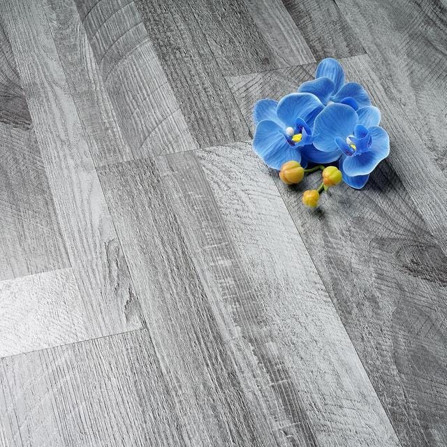 Grey Self-Adhesive Vinyl Floor Tiles 90×15CM - Wood Effect, Waterproof Peel & Stick Planks